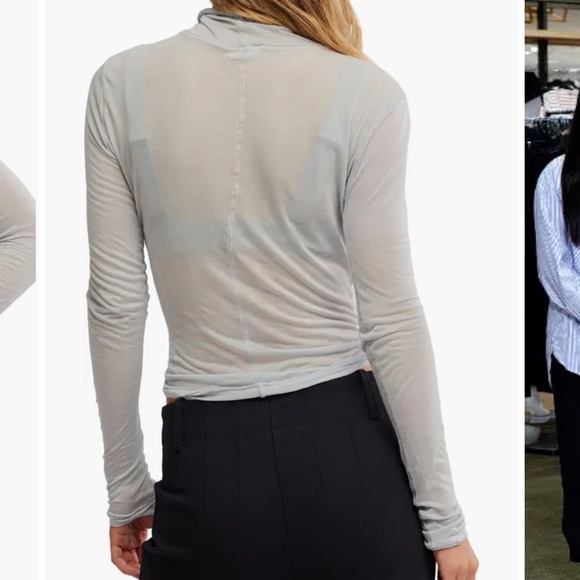 Free People On Air Sheer Layering Sweater NWT Small Grey Moon Rock Long Sleeve - Picture 2 of 6